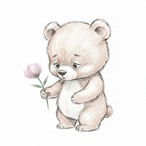 Sticker of a bear with flower